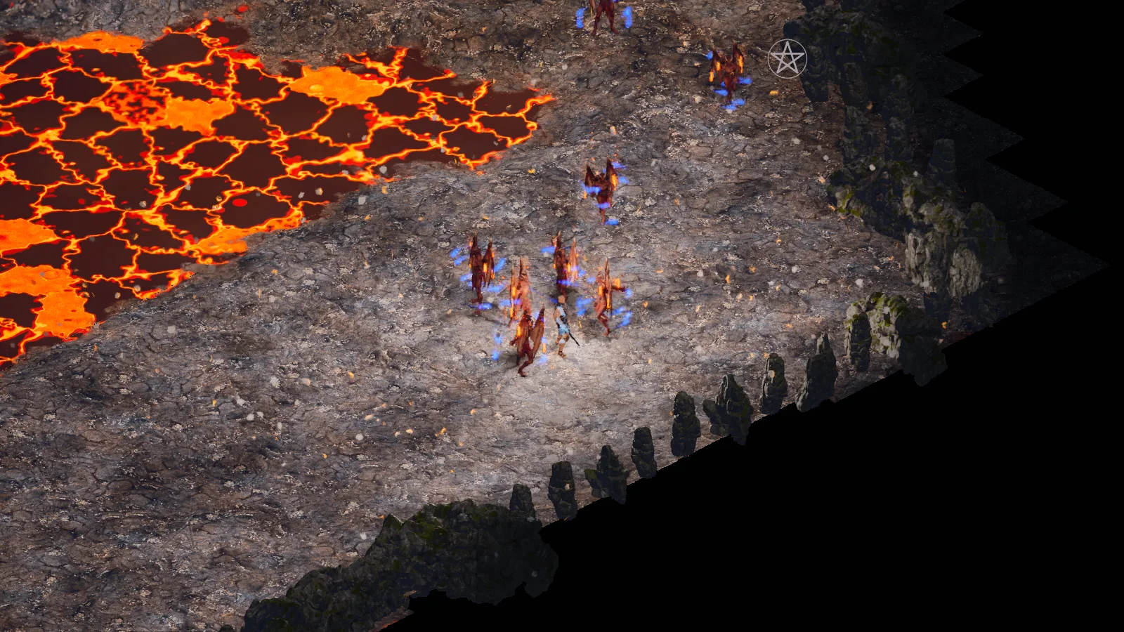 Demons beside lava fields in the Fire Pents